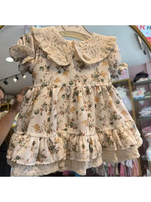 Butik Kız Bebek %100 Pamuklu Çiçek Desenli Lüks Elbise
