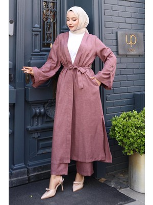 Missvalle Apolet Detaylı Kimono Takım Gül Kurusu 19253