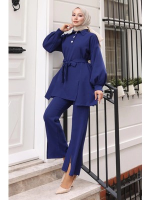 Missvalle Yırtmaçlı Takım Indigo MSV19129