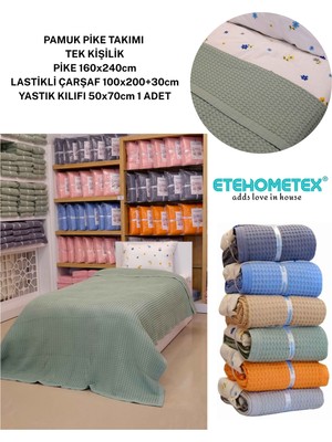 Etehometex Havuzlu Pike Takımı %100 Pamuk Tek Kişilik