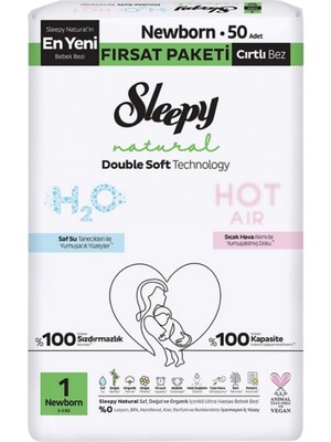 Sleepy Natural Fırsat Paketi 1 Numara 50'li (2-5 Kg)  Yenidoğan