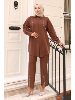Missvalle Inci Detaylı Takım Kahverengi 19259