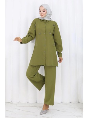 Missvalle Minimal Taşlı Takım Haki 19367