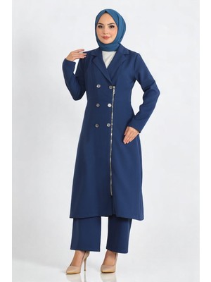 Missvalle Düğme Detaylı Fermuarlı Takım Indigo 19219