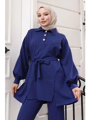 Missvalle Yırtmaçlı Takım Indigo MSV19129