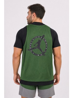 Nike Jordan x Off White Mens T-Shirt Atlet Detaylı Erkek Pamuklu Tişört Yeşil Siyah