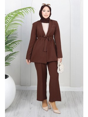 Missvalle Soft Blazer Takım Kahverengi 19389