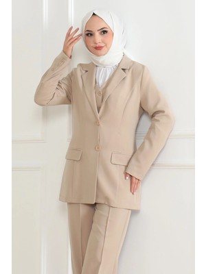 Missvalle Yelekli Üçlü Takım Bej 19222