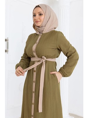 Missvalle Kapşonlu Düğmeli Takım Haki 19238
