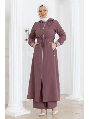 Missvalle Beli Bağcıklı Kapşonlu Takım Gül Kurusu 19236