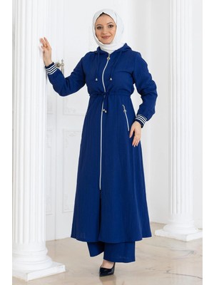 Missvalle Beli Bağcıklı Kapşonlu Takım Indigo 19236