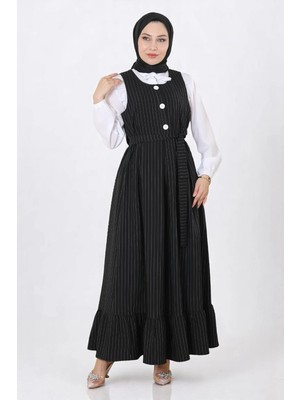 Missvalle Eteği Pileli Kemerli Jile Takım Siyah 19221