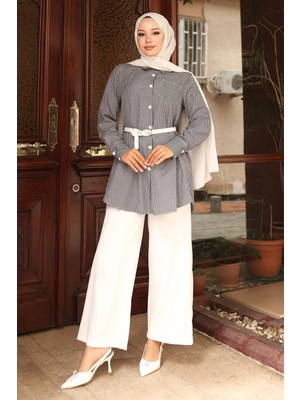 Missvalle Çizgili Cep Detaylı Takım Siyah 19242