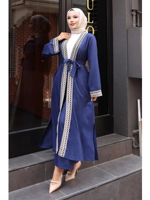 Missvalle Etnik Desenli Kimono Takım Indigo 19251
