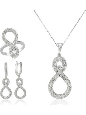 DMR Elegance Gümüş Çizgi Desenli Rodyum Alyans
