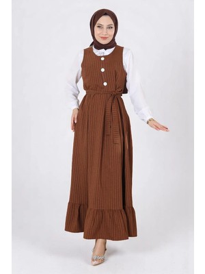 Missvalle Eteği Pileli Kemerli Jile Takım Taba 19221
