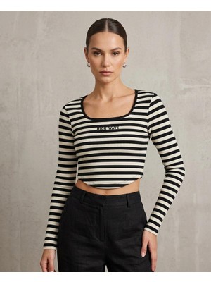 Kiabi Triko Çizgili  Crop