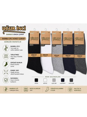 Uğur İnci Uğur Inci Klasik Bambu Erkek Çorabı – Nefes Alan, Terletmeyen, Yumuşak ve Dayanıklı Günlük Çorap 3 Lü Paket