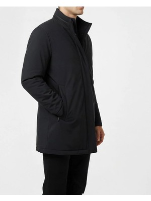 Italyan Stil Slim Fit Gizli Kapüşonlu Erkek  Mont Siyah T15115
