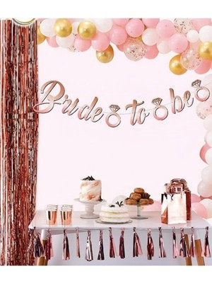 Umamiçe Rose Gold Renkli Bride To Be Kaligrafi Yazılı Yüzük Detaylı Bekarlığa Veda Partisi Konsept Banner