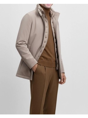 Italyan Stil Slim Fit Erkek Şişme Mont Vizon T14781