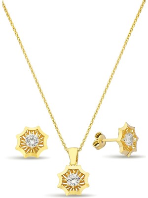 Argentum Concept 18K Altın Kaplamalı 925 Ayar Gümüş Çiçek Set - 67018702