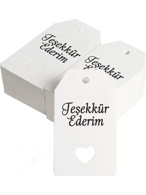 42 Adet Beyaz Teşekkür Ederim Kalp Şekilli Kuşe Düğün Etiket Hediye Paketleme Parti Hediyeleri