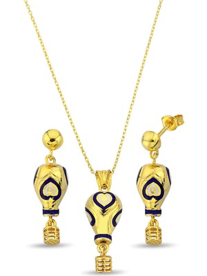 Argentum Concept 18K Altın Kaplamalı 925 Ayar Gümüş Kalpli Uçan Balon Set - 67022702