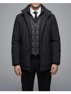 Italyan Stil Slim Fit Erkek Şişme Mont Siyah T14782