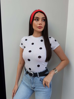 Esra Helvacı Büyük Puantiyeli Basic Tshirt