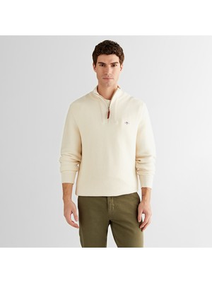Gant Erkek Krem Regular Fit Yarım Fermuarlı Triko