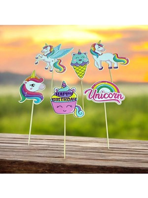 Umamiçe Unicorn Pasta Süsü Kürdan Seti 5'Li