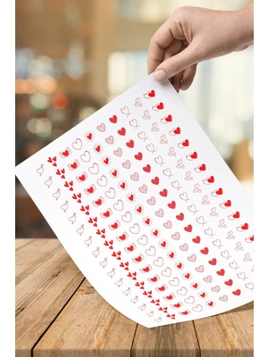160 Adet Kuşe 2.5 cm Çapında Yuvarlak Kesim Kırmızı Renk El Çizimi Klasik Etiket Sticker Çıkartma
