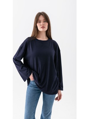 Wega Moda Oversize Geniş Kol Kadın Tesettür T-Shirt Salaş Uzun Basic Tişört