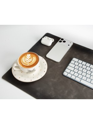 BloominBag Atelier 91 Ash Gray Leather Desk Mat - Medium