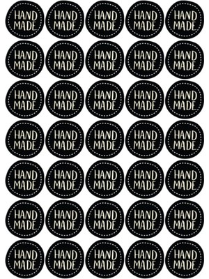 Handmade (El Yapımı) Etiketi - Sticker 4x4 cm 60 Adet Siyah Mtbshndmd2