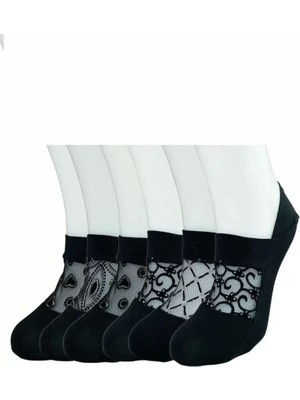 Esranın Dünyası 6 Adet Önü Transparan Kadın Fantezi Desenli Babet Çorap RSBER34-ESRDNS
