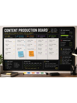 Eseran Print Içerik Üretim Planlama Panosu Dry Erase Duvar Planlayıcı (70X100 Cm)