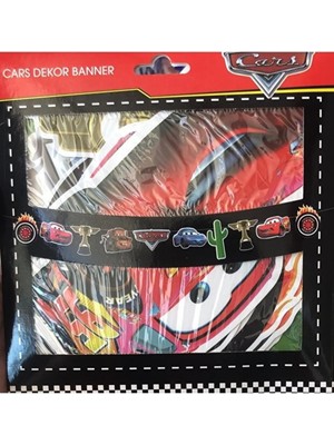 Umamiçe Cars Temalı Dekoratif Banner Arabalar Ipli Dekor Banner Cars