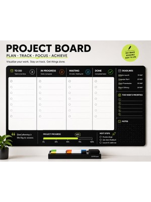 Eseran Print Dry Erase Proje Yönetim Panosu (70X100 Cm) – Project Board