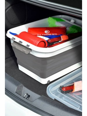 Poomy Katlanabilir Tekerlekli Kapaklı Çok Amaçlı Saklama Kutusu Organizer Oyuncak Çamaşır Kutusu 45 Lt