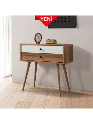 EVMO Home Vita 5207 ( AHŞAP AYAKLI ) Dresuar , 2 Çekmeceli , Şifonyer , Antre , Salon , Söğüt - Beyaz