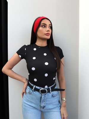 Esra Helvacı Büyük Puantiyeli Basic Tshirt