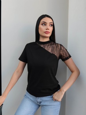 Esra Helvacı Tek Omuz Dantel Tshirt