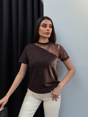 Esra Helvacı Tek Omuz Dantel Tshirt