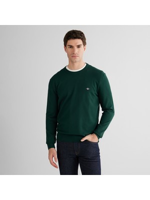Gant Erkek Yeşil Standart Fit Bisiklet Yaka Triko