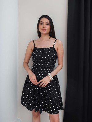 Esra Helvacı Puantiyeli Gipeli Mini Elbise