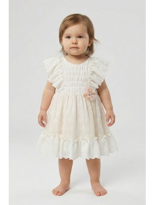 Butik Kız Bebek %100 Pamuklu Dantel Işleme Detaylı Kız Elbise