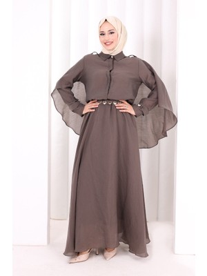 Bym Fashion Kloş Etek Tunik Takım 8028 Duman