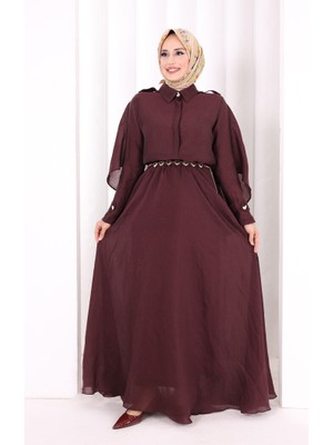 Bym Fashion Kloş Etek Tunik Takım 8028 Mürdüm